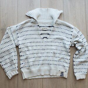 we the free white 100% cotton knit pullover sweater